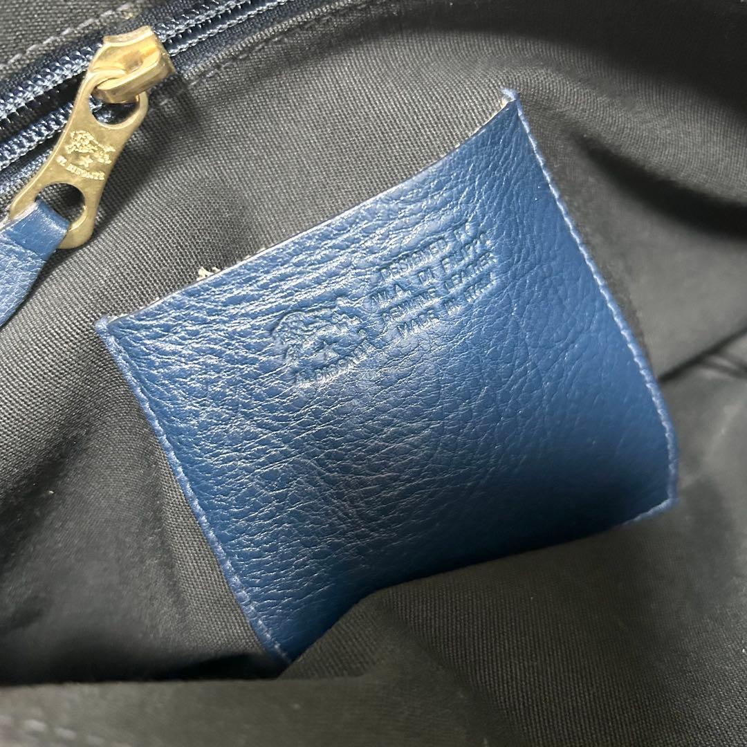 美品　イルビゾンテ　レザートートバッグ　ロイヤルブルー　シボ革　刻印　本革　青