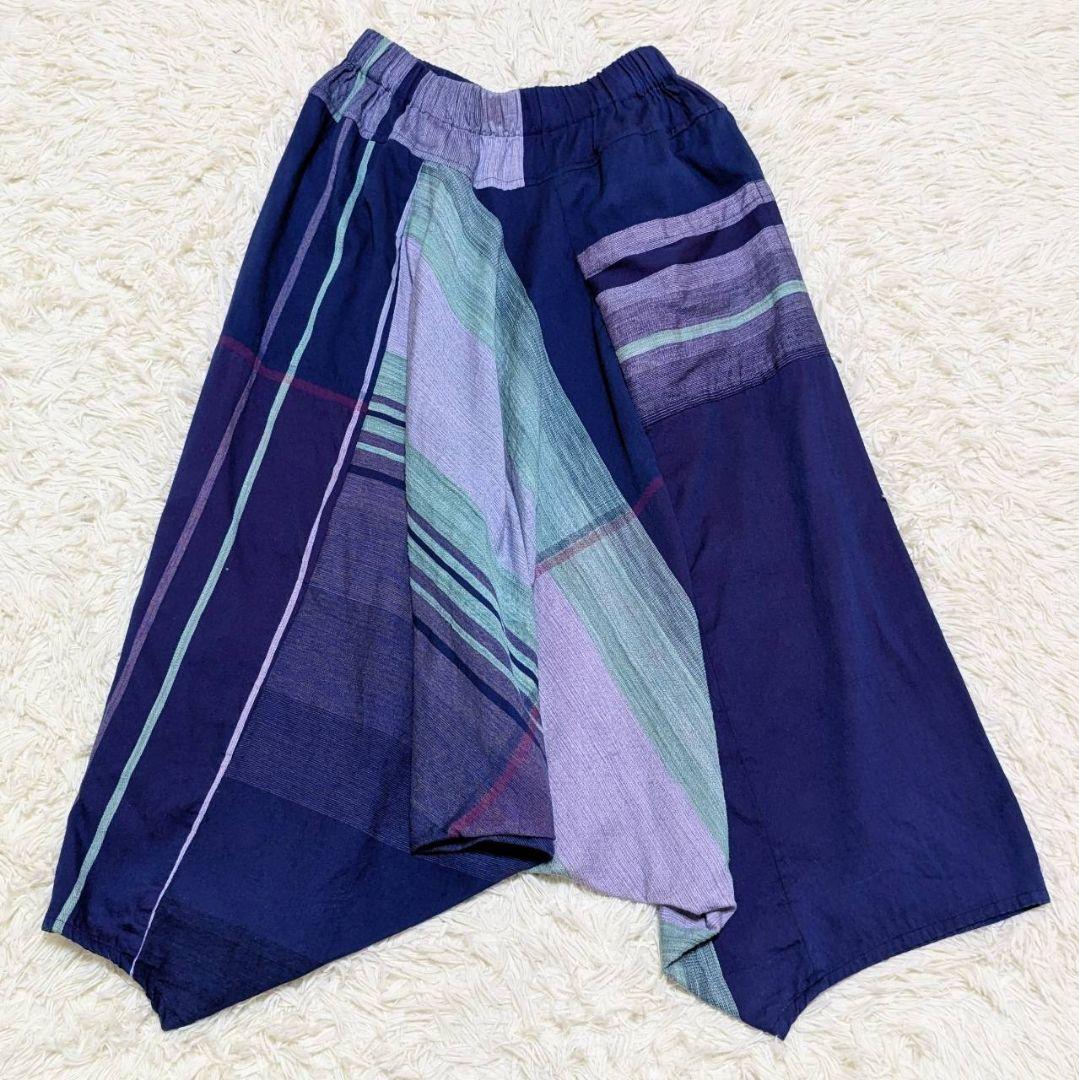 洗える タマキニイメ タルンパンツ ロング ブルー フリーサイズ