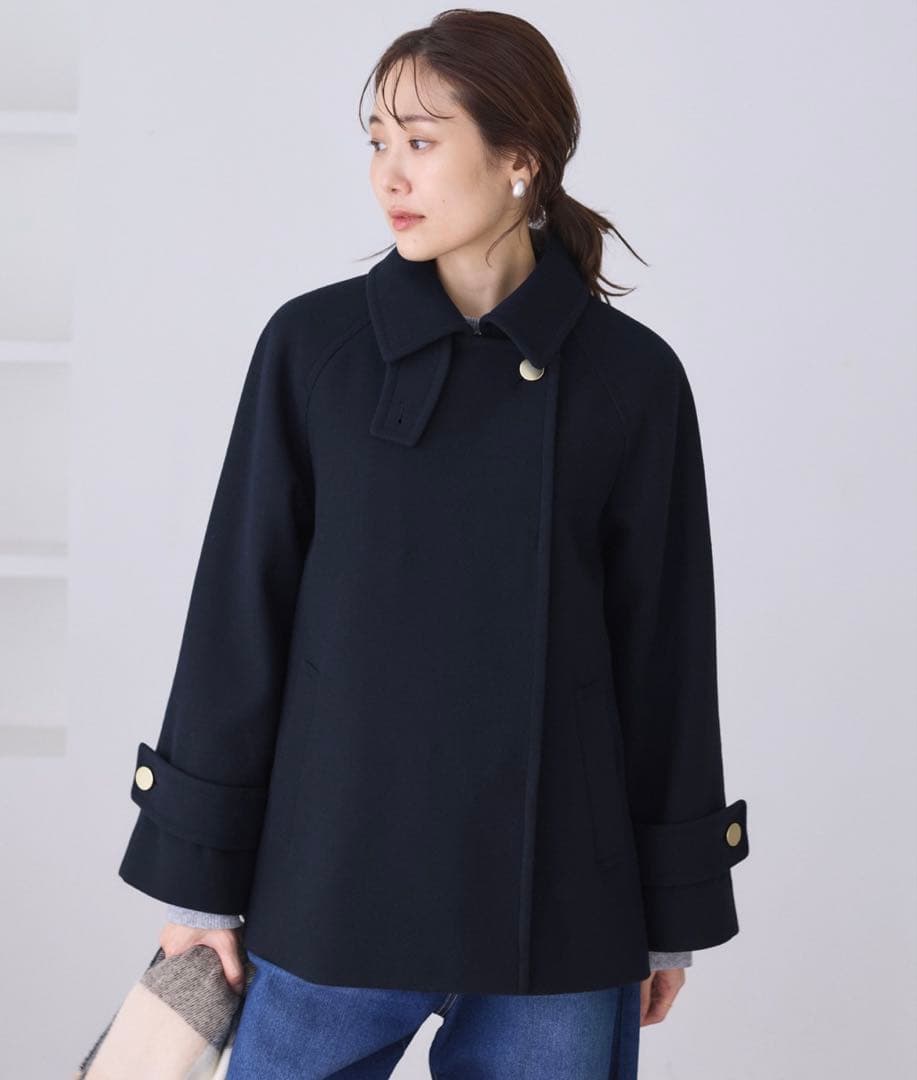 ROPE' PICNIC ジャージーメルトンシリーズ 金ボタンミドル丈コート