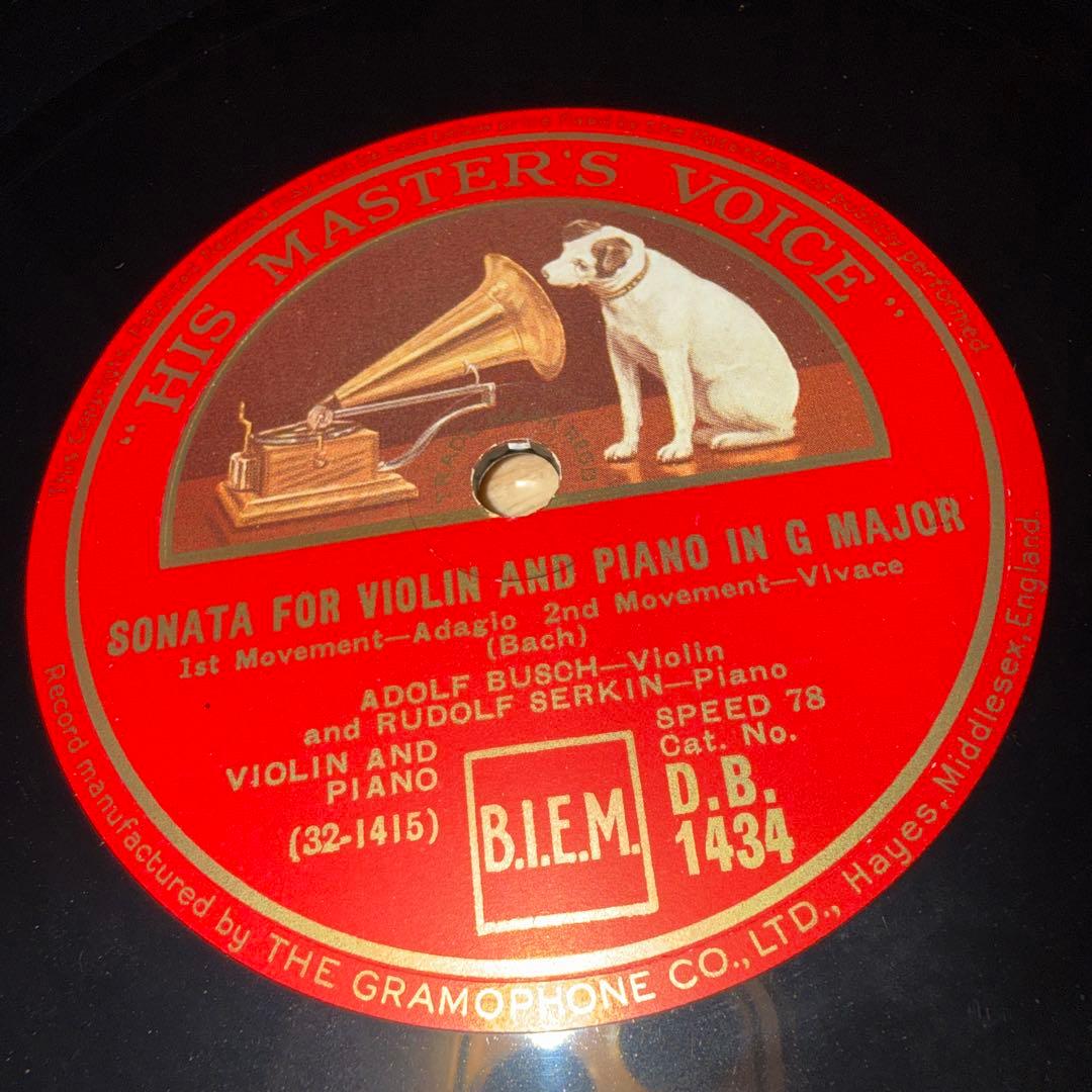 SP英盤HMVアドルフブッシュandゼルキン/バッハviolin sonata