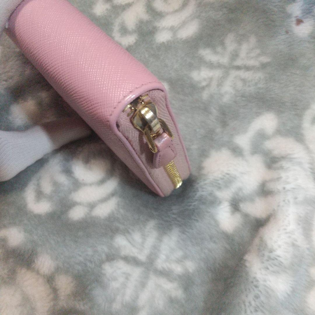 PRADA サフィアーノレザーラウンドファスナー 長財布 ピンクベージュ系