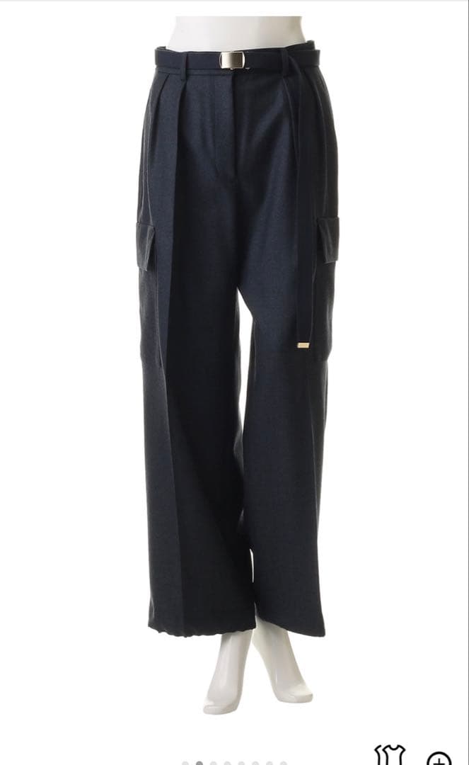 タグ付き！エブール　ウールフラノカーゴディテールパンツ　ネイビーロンハーマン