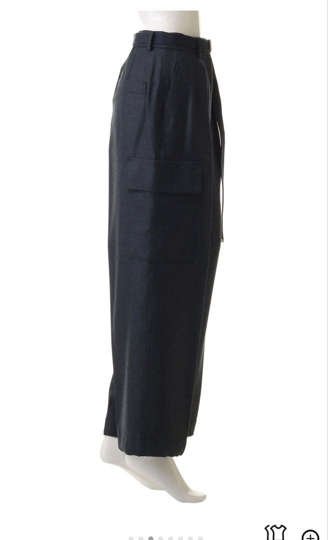 タグ付き！エブール　ウールフラノカーゴディテールパンツ　ネイビーロンハーマン
