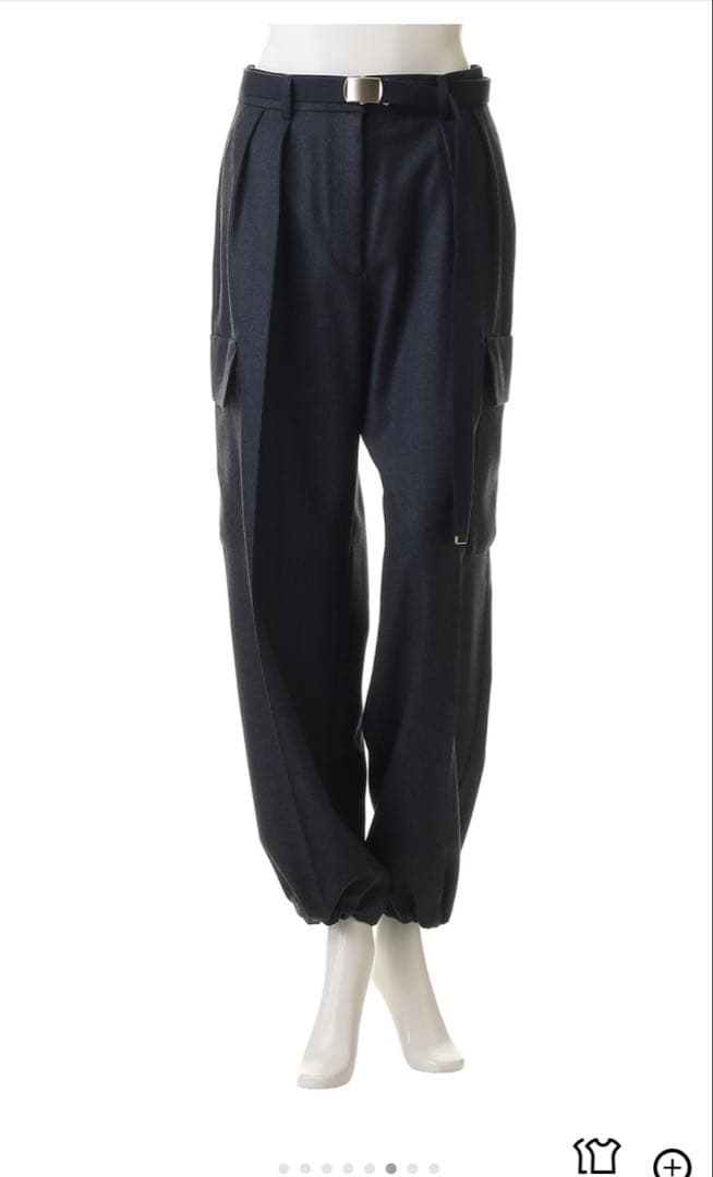 タグ付き！エブール　ウールフラノカーゴディテールパンツ　ネイビーロンハーマン