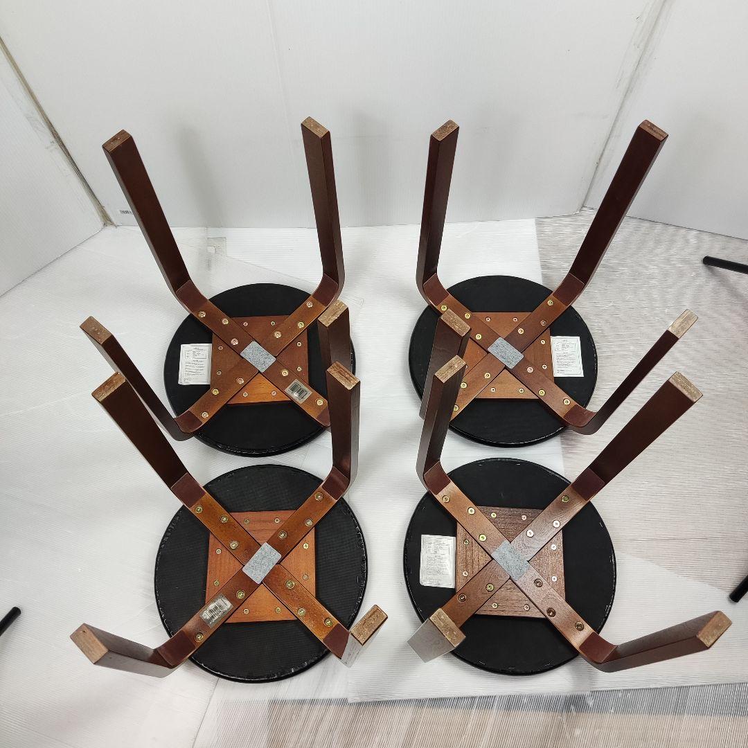 【数日セール】スツール　丸椅子　4脚セット　ブラック