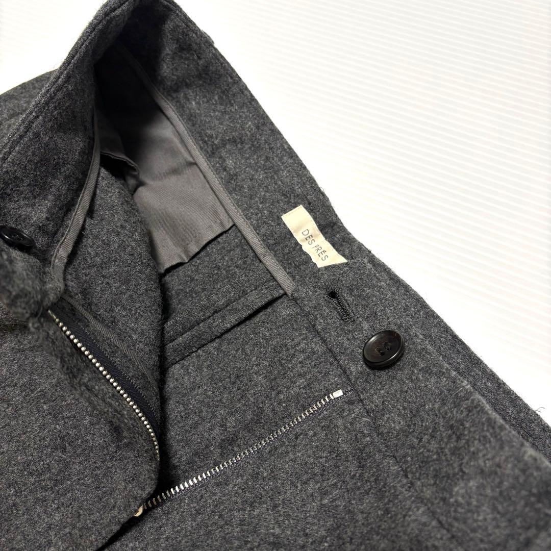 【デプレ トゥモローランド】ウール　フラノ　タック　テーパード　パンツ　グレー