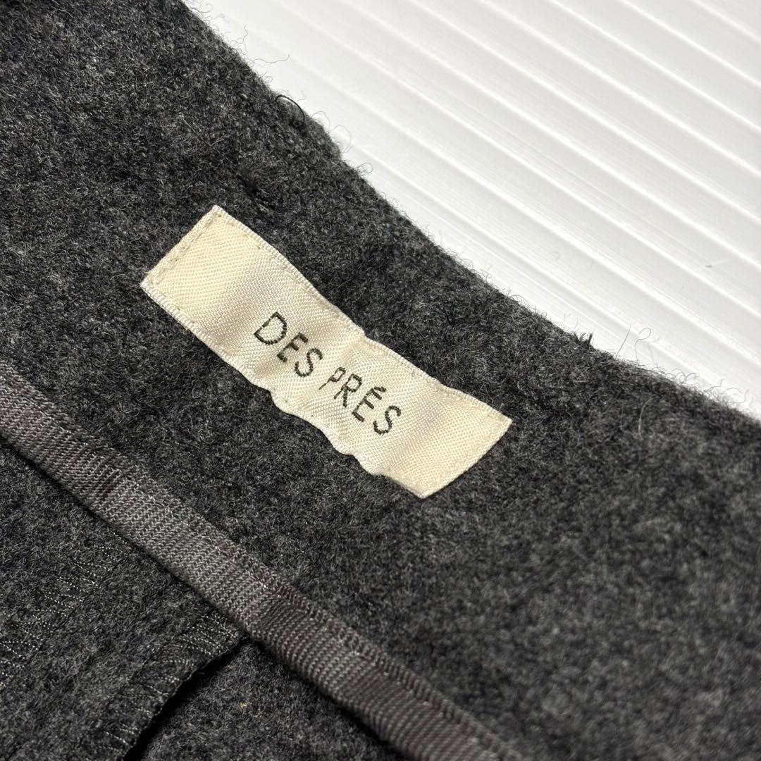 【デプレ トゥモローランド】ウール　フラノ　タック　テーパード　パンツ　グレー