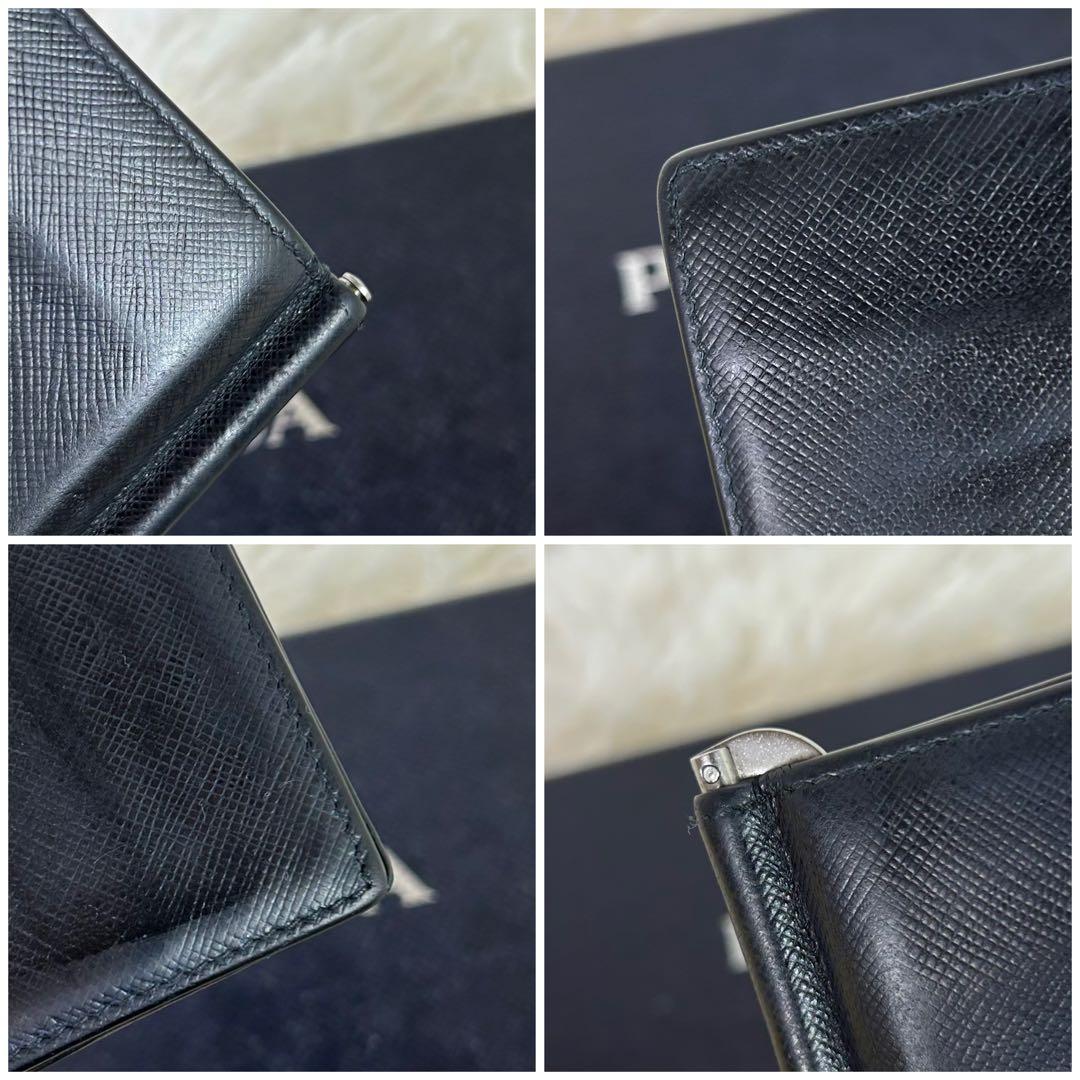 PRADA 二つ折り マネークリップ サフィアーノレザー 黒