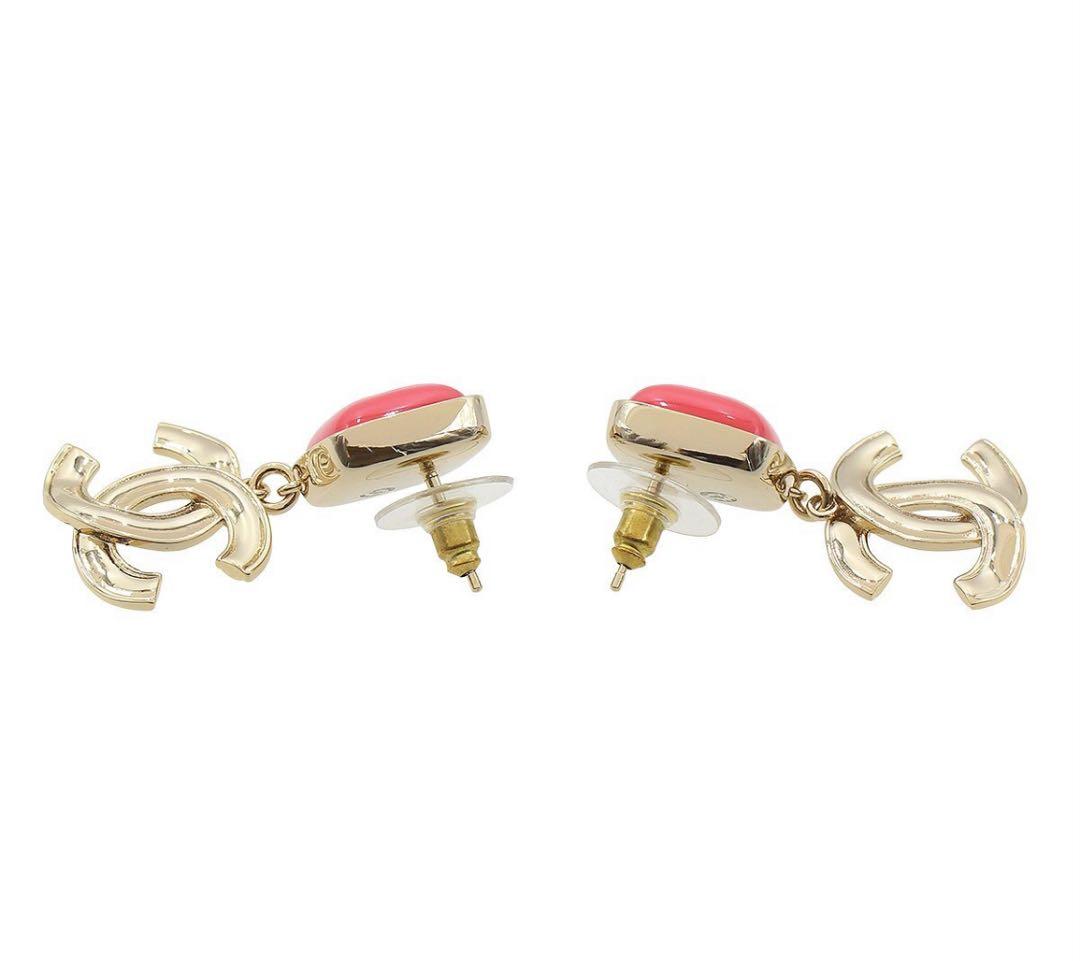 R2399 未使用 シャネル ココマーク×カラーストーン スイングピアス