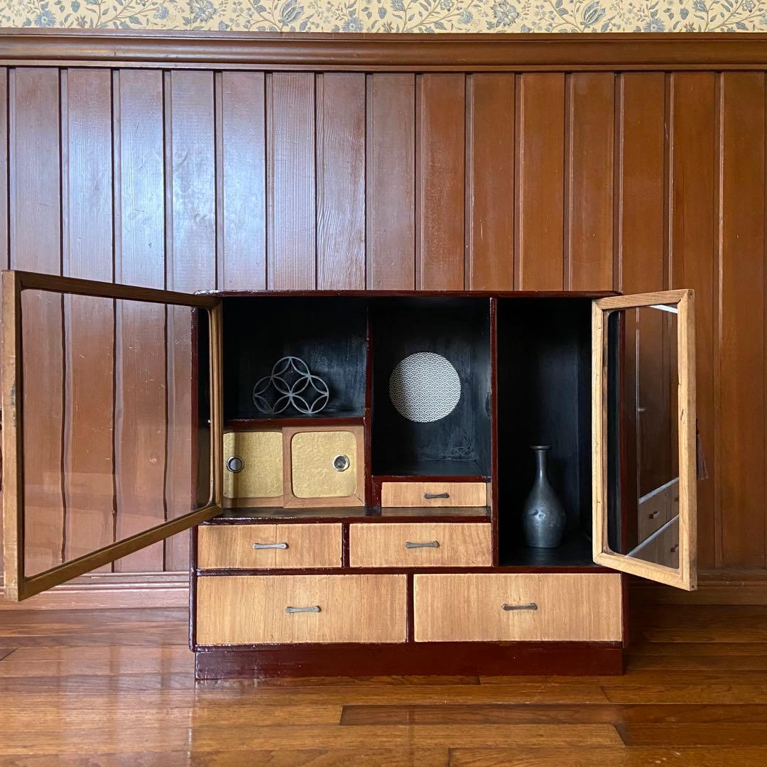 昭和レトロ　飾り棚　茶箪笥　時代家具