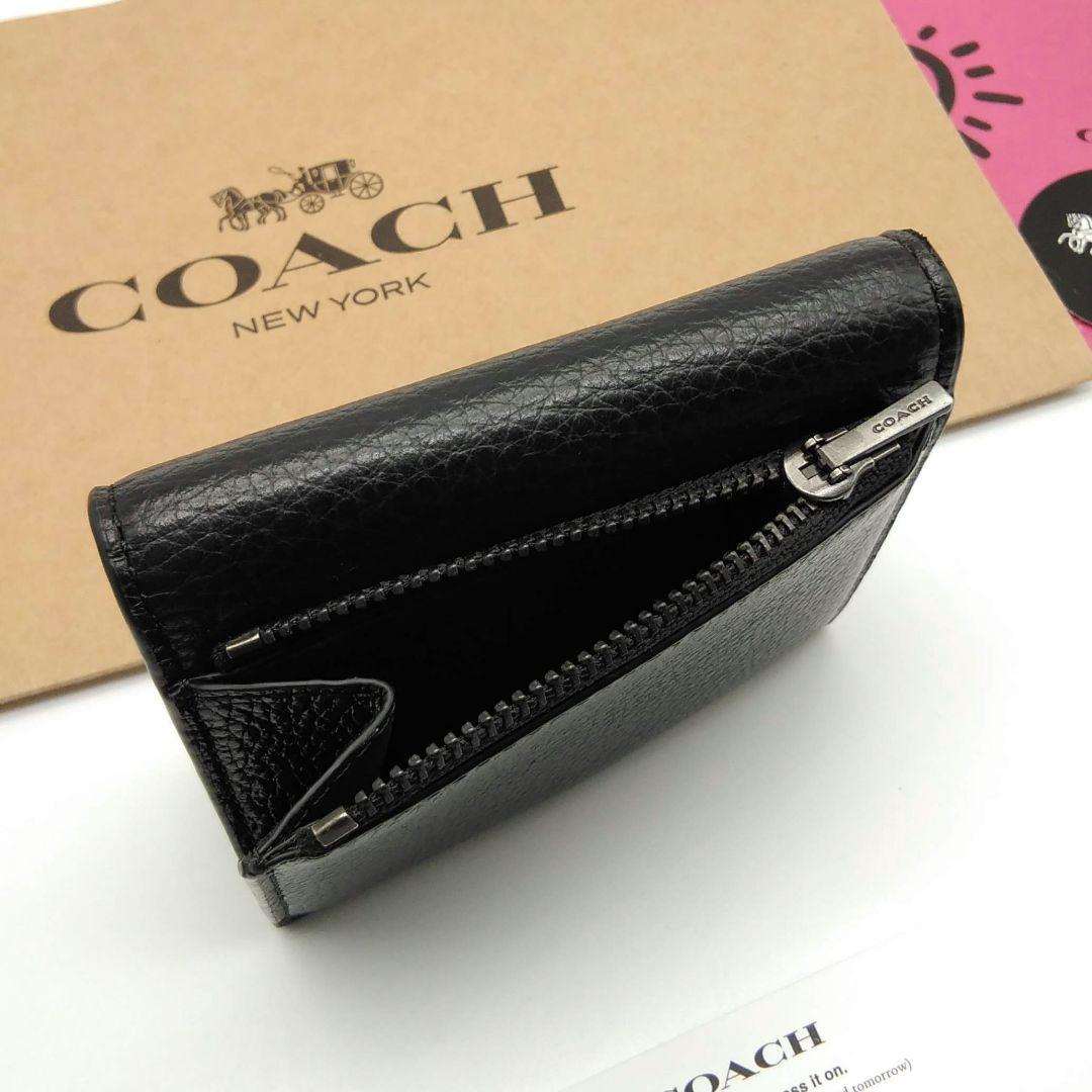 新品　COACH　折り財布　ミニ財布　ブラック　メンズ　人気の小銭入れ付き