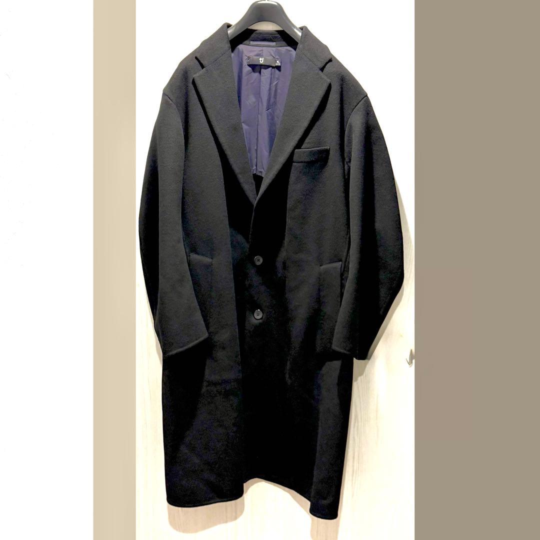 UNIQLO +J カシミヤブレンドオーバーサイズチェスターコート 黒 XL