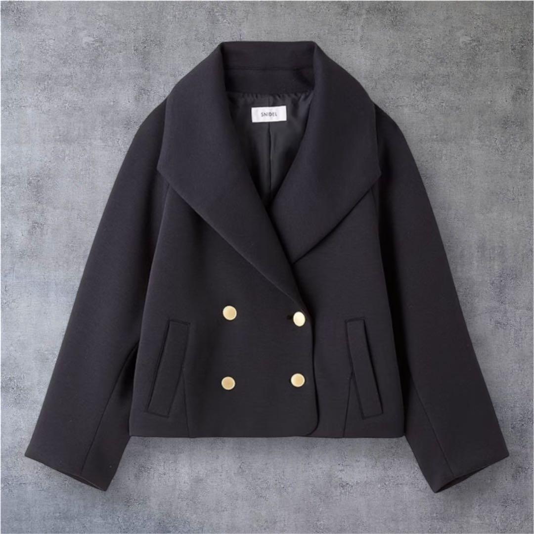 【新品未使用】SNIDEL スナイデル ／ラグランショートコート／ネイビー