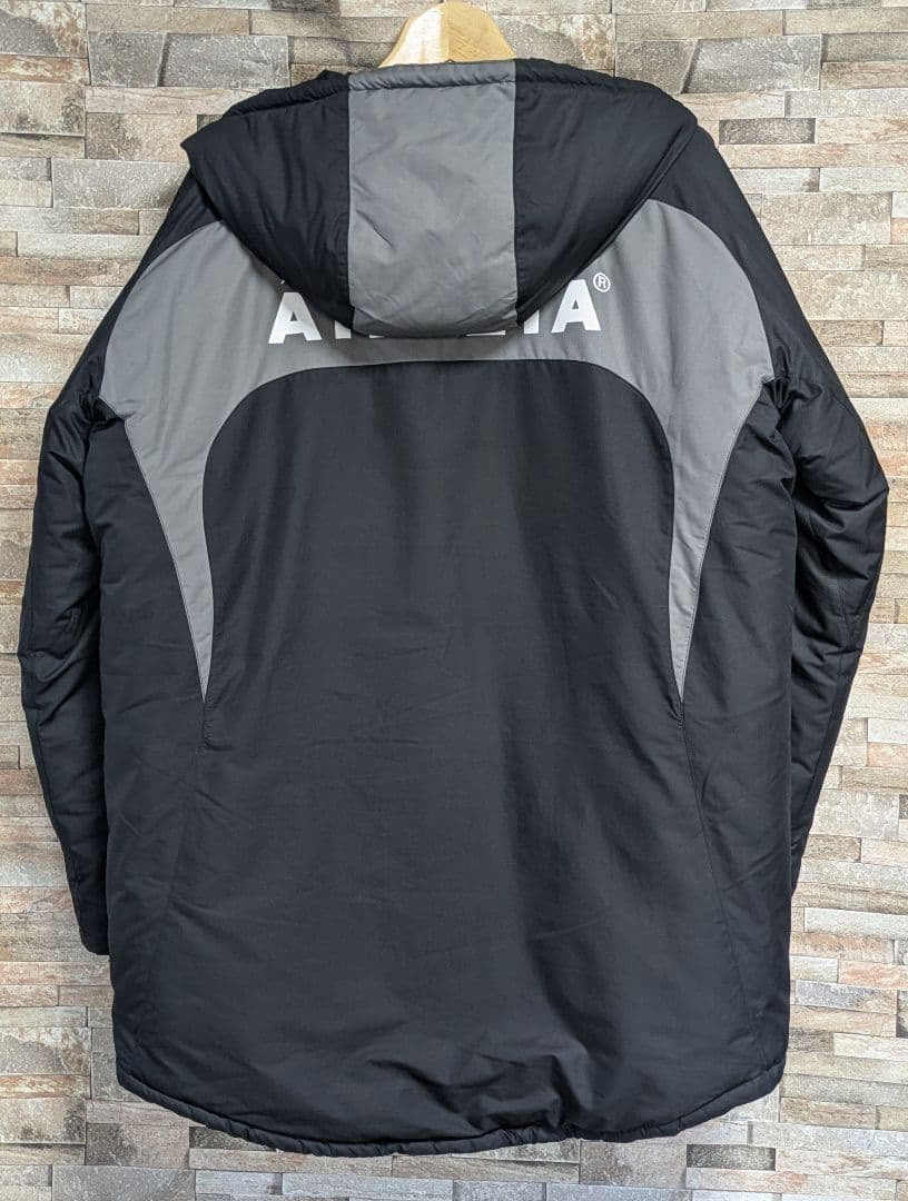 美品 希少モデル アスレタ 中綿ベンチコート ハーフ丈 ブラック系 Lサイズ