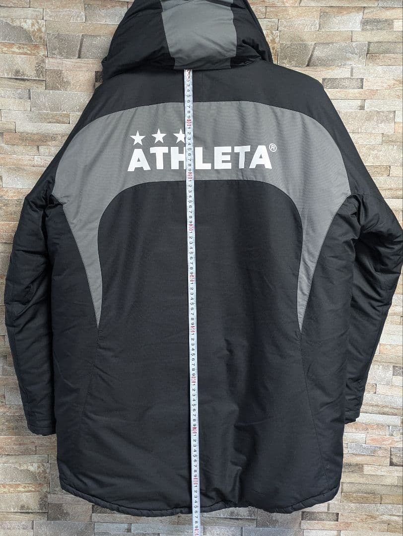 美品 希少モデル アスレタ 中綿ベンチコート ハーフ丈 ブラック系 Lサイズ