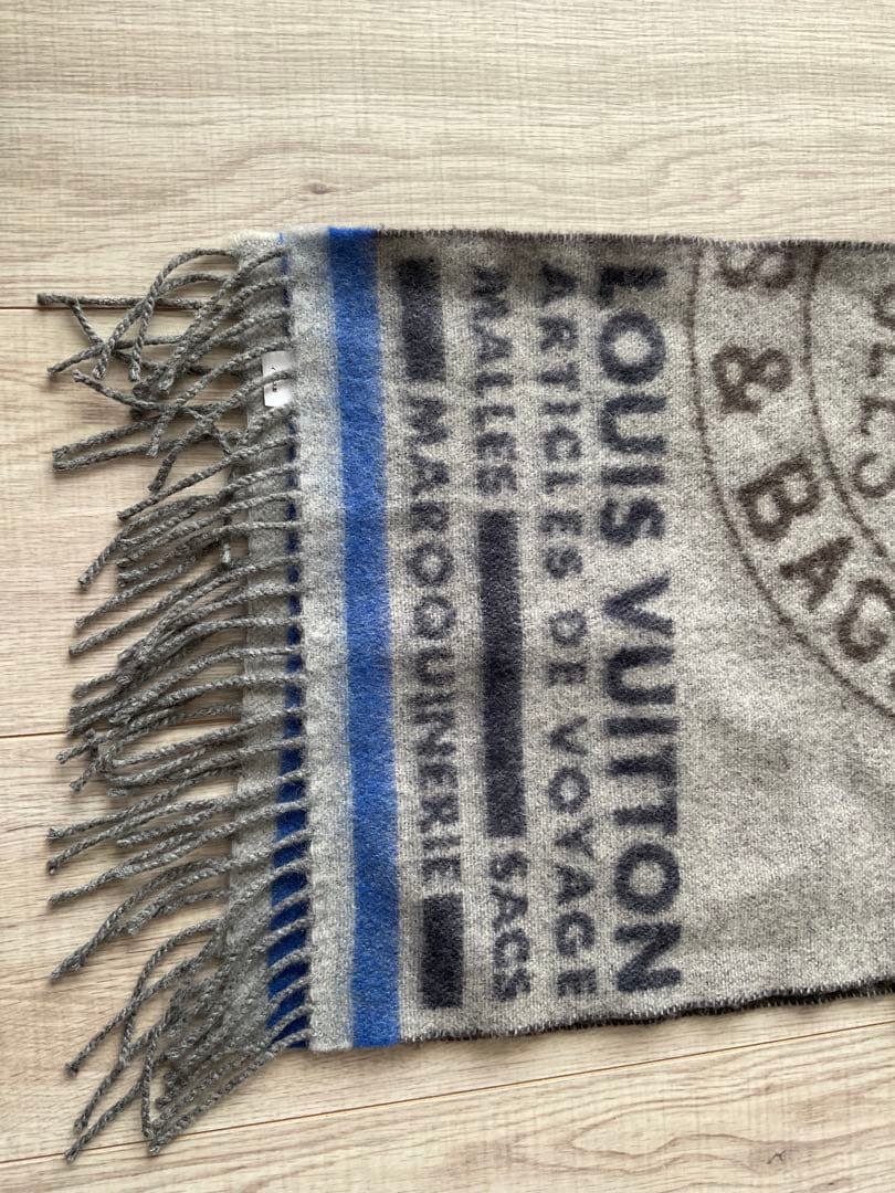LOUIS VUITTON ロゴマフラー グレー/ブルー