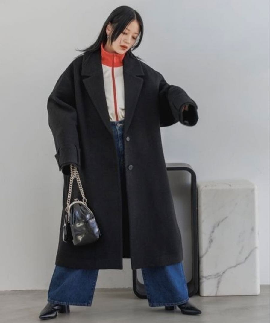 ☆【JEANASIS】ウールチェスターロングコート〈新品未使用タグ付き〉黒☆