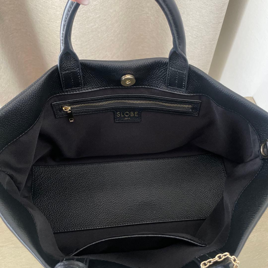 SLOBE IENA レザートートバッグ　黒　ショルダーバッグ　スローブイエナ