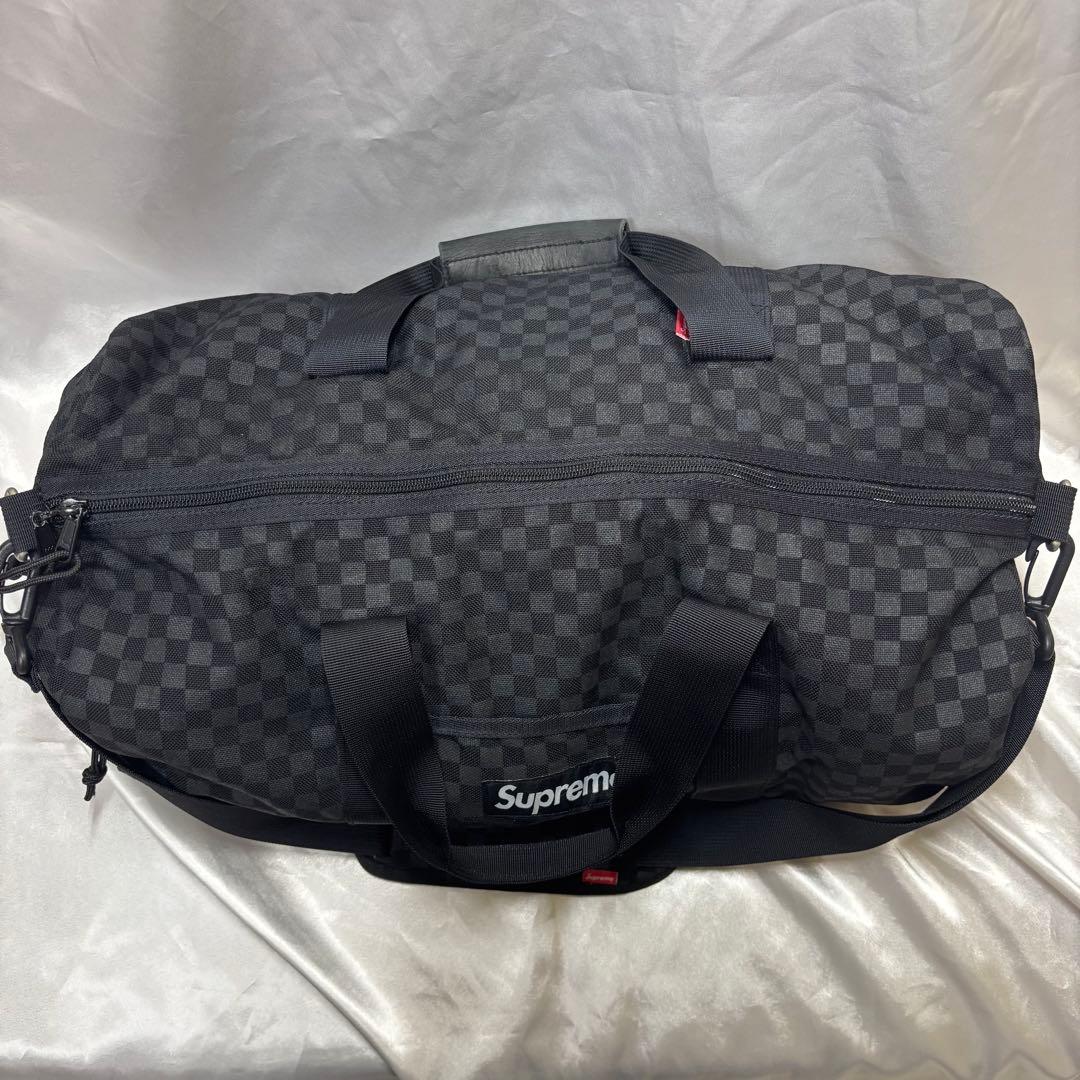 【極美品】SUPREME チェッカー柄 ダッフルバッグ ボストン BOXロゴ 黒