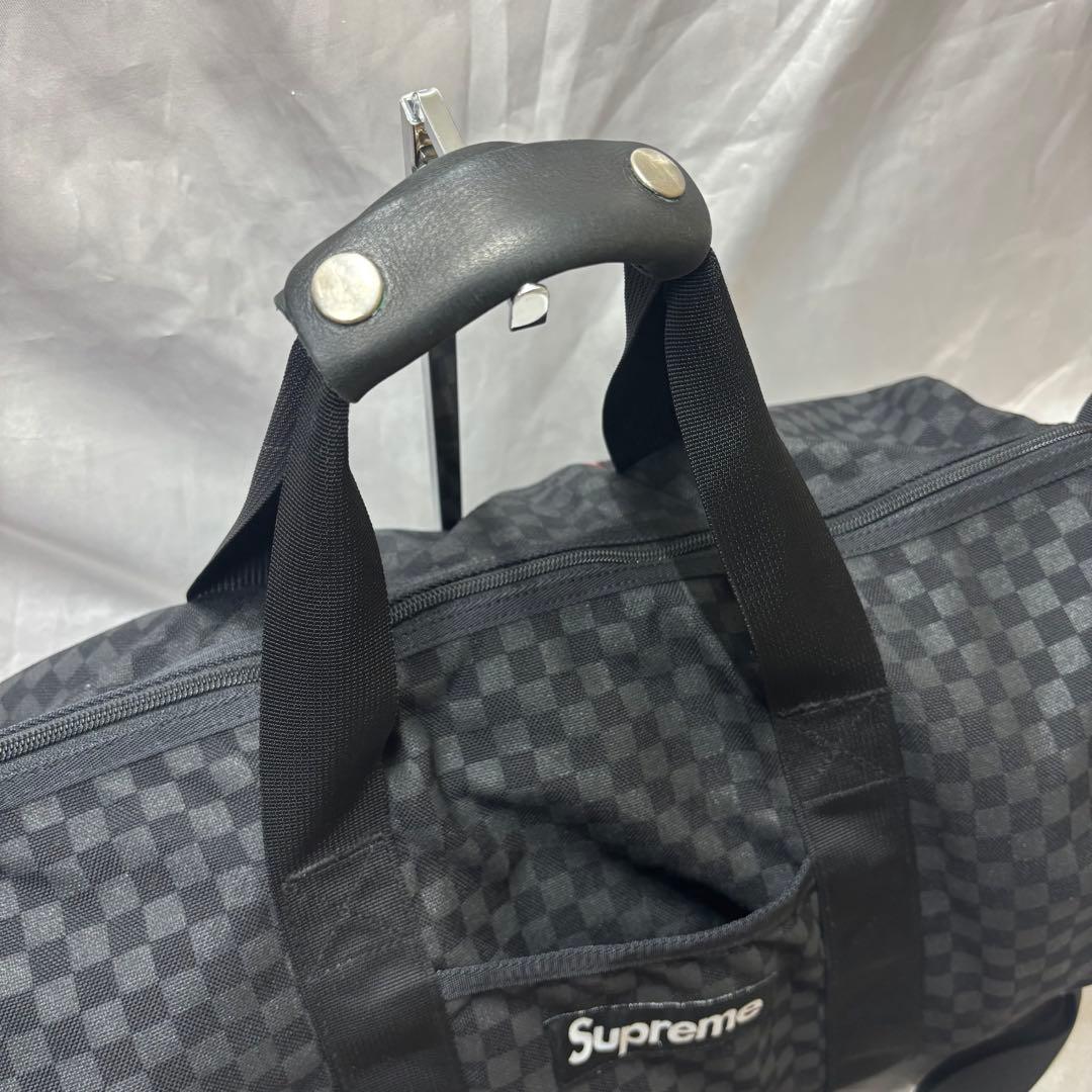 【極美品】SUPREME チェッカー柄 ダッフルバッグ ボストン BOXロゴ 黒