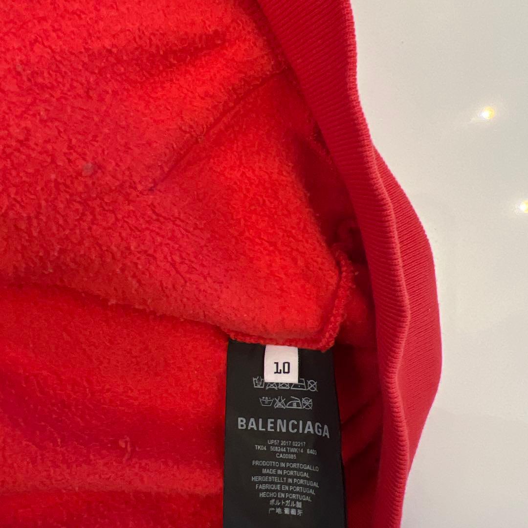 バレンシアガ パーカー プルオーバー 背面ロゴ 表記10レッド