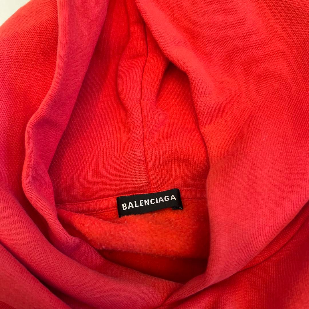 バレンシアガ パーカー プルオーバー 背面ロゴ 表記10レッド