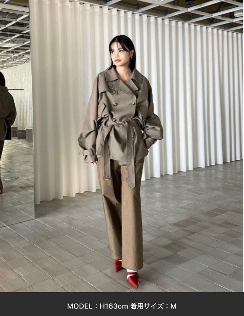 【S・ほぼ未使用】AMERI DADDY MIDI TRENCH COAT