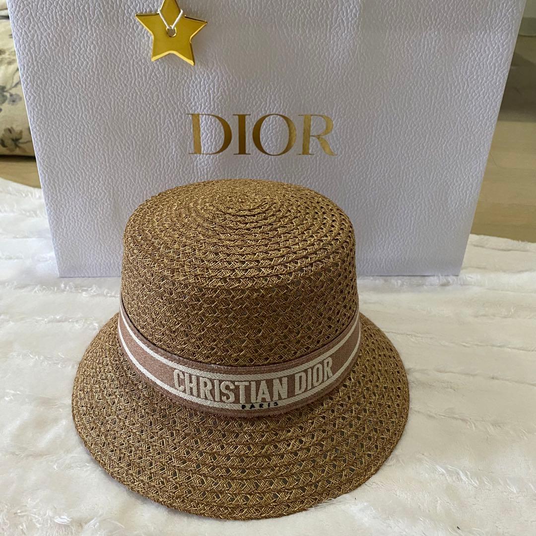 （美品）DIOR ディオール 麦わら帽子 56
