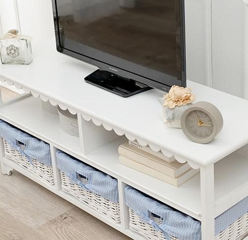 【新品】フリル風デザイン　 可愛い テレビボード　バスケット付き　アウトレット