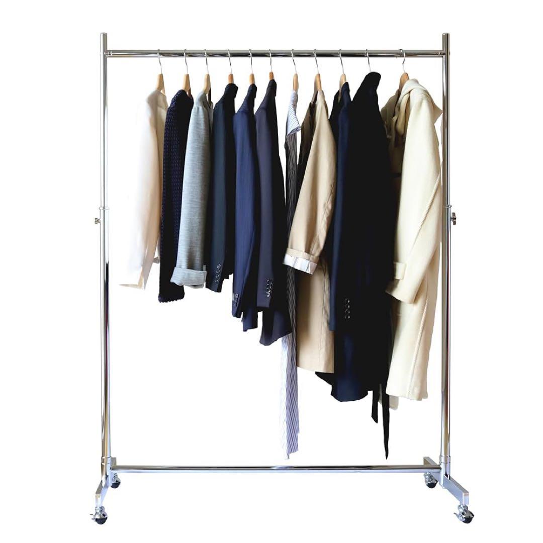 業務用ハンガーラック 幅126㎝ 耐荷重100kg シルバー色 クロムメッキ