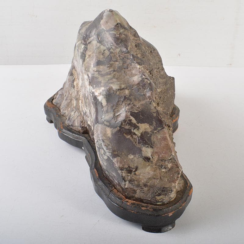 天然石　鑑賞石　置物　重さ約11.4kg　唐木台付　V　R6550B