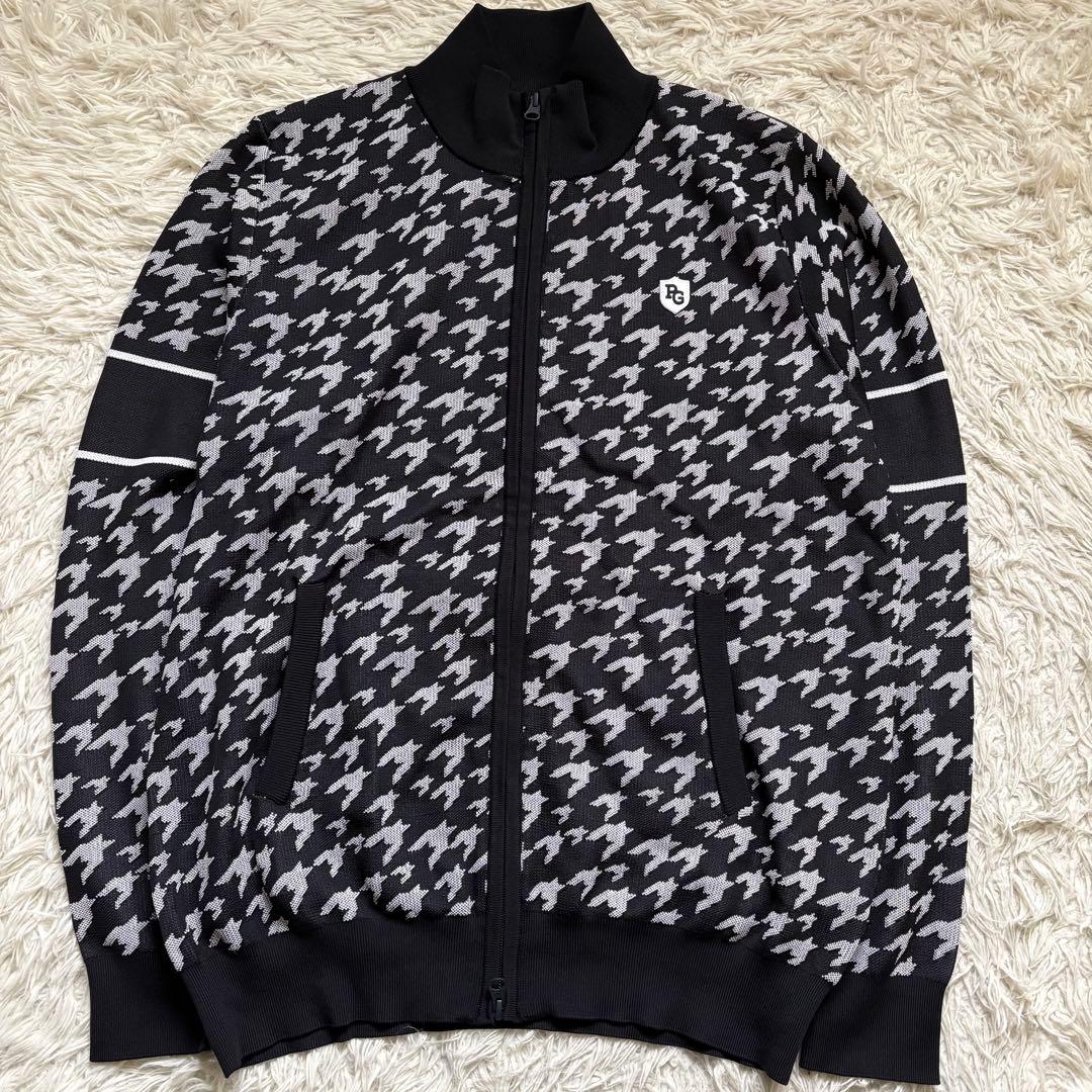 極美品　パーリーゲイツ　XL 光栓ポリエステル フルジップジャケット 千鳥柄