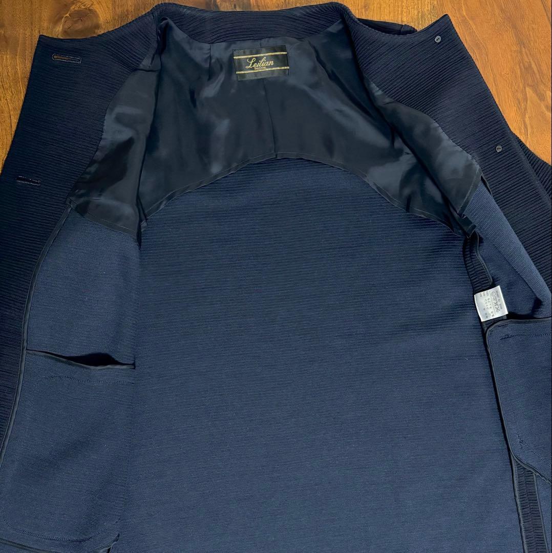 超美品☆大特価☆1点限定【Leilian】濃紺の大きなボタンが素敵なコート 9号