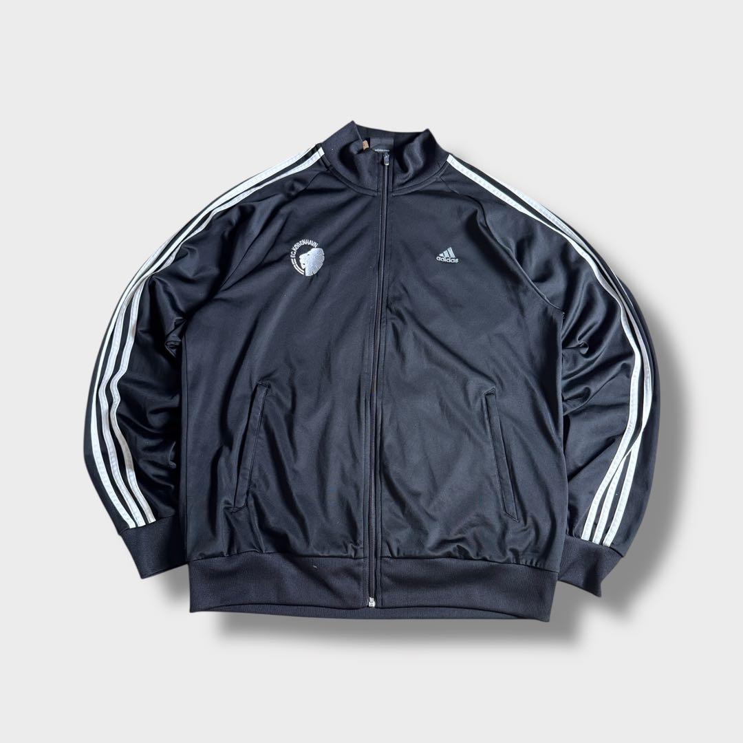 adidasトラックジャケットFCチームロゴ刺繍ブラックブロークコア