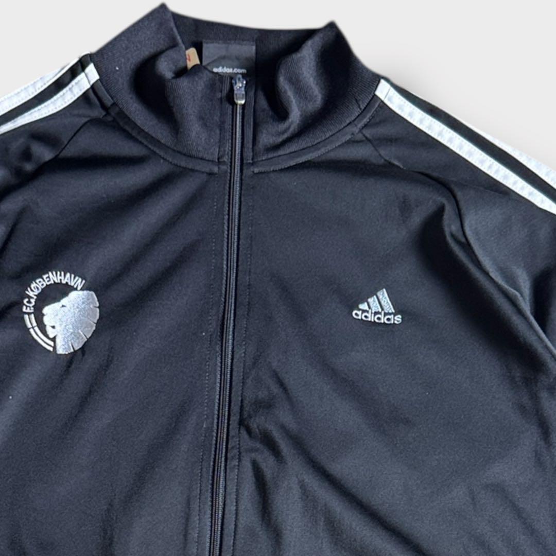 adidasトラックジャケットFCチームロゴ刺繍ブラックブロークコア