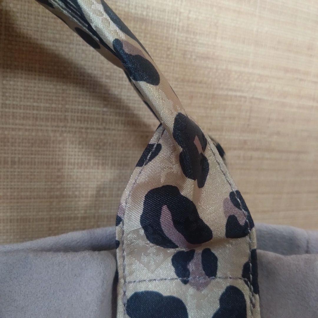 まろりん　ラシット　レオパード　ハンドルトート　スエード調　グレージュ