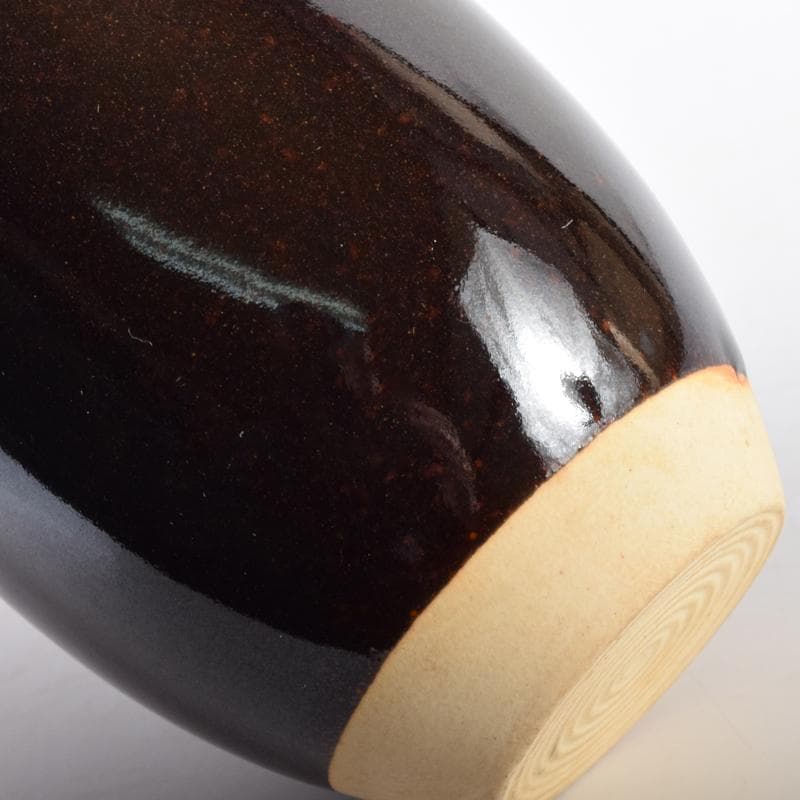 K・K　茶道具　高取焼　清水茂生造　文琳茶入　仕覆付　共箱　V　7006