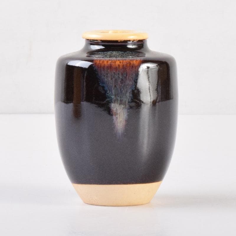 K・K　茶道具　高取焼　清水茂生造　文琳茶入　仕覆付　共箱　V　7006