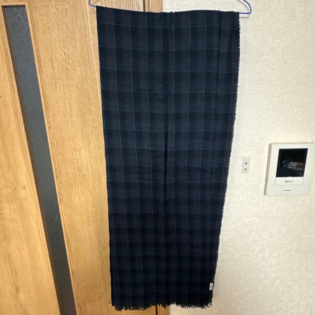 ブルネロクチネリ　カシミヤストール ネイビー チェック
