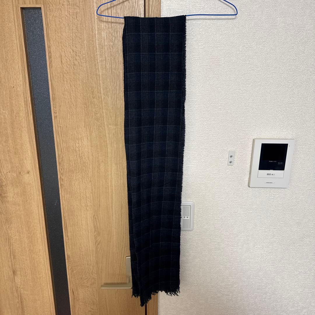ブルネロクチネリ　カシミヤストール ネイビー チェック