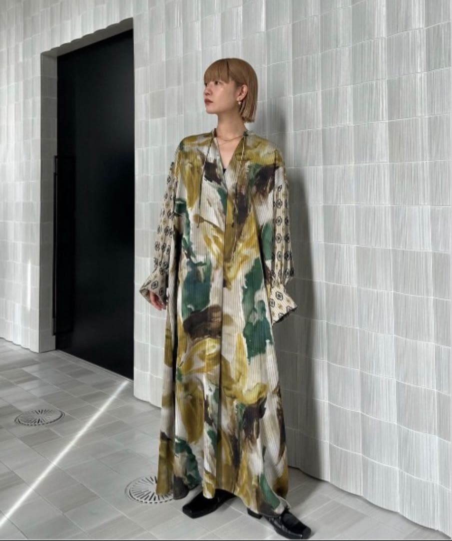 ワンピース Ameri WATERCOLOR PAINT FLORAL DRESS