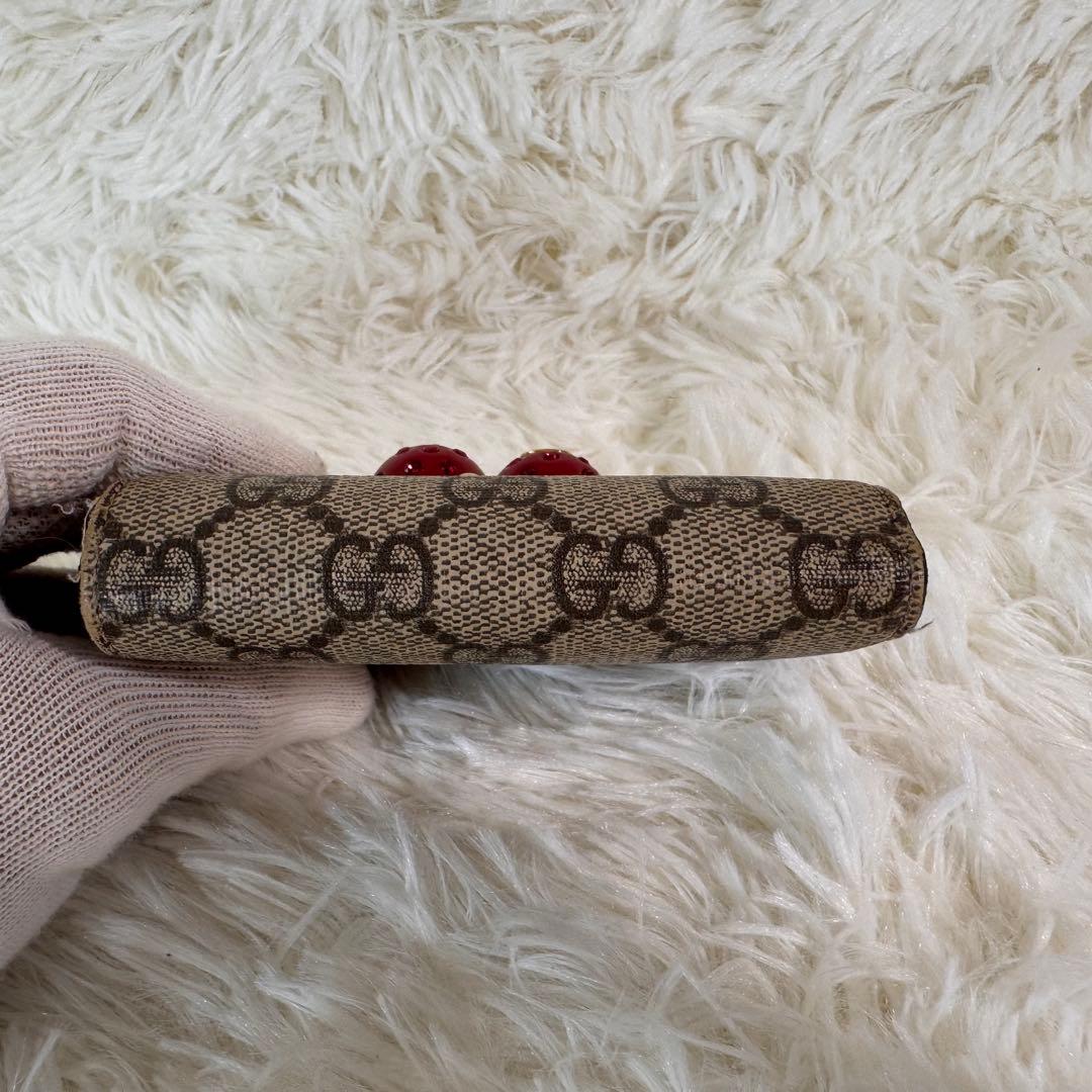 GUCCI グッチ 折財布 PVC レザー GGスプリーム チェリー 赤 箱付き