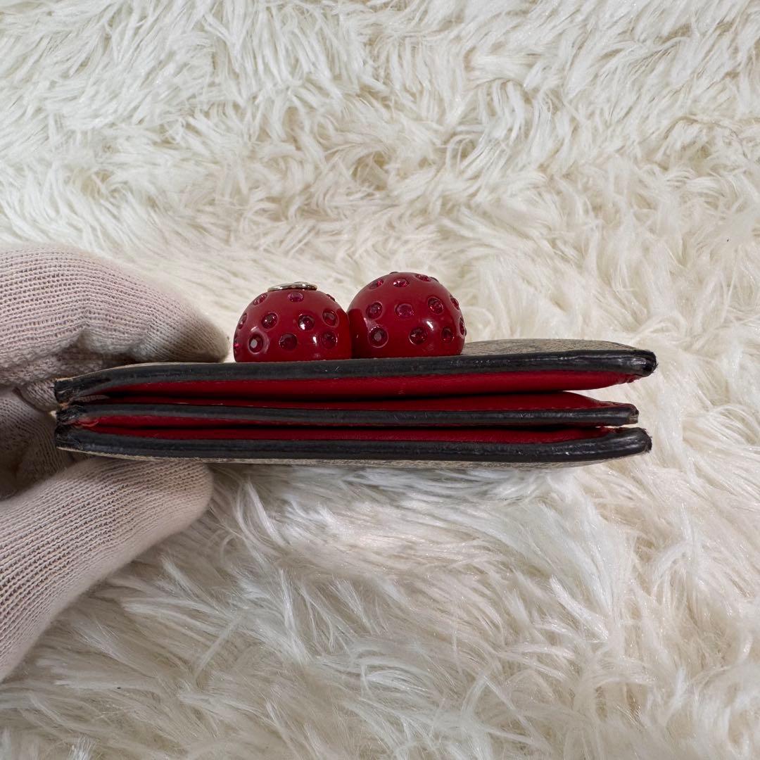 GUCCI グッチ 折財布 PVC レザー GGスプリーム チェリー 赤 箱付き