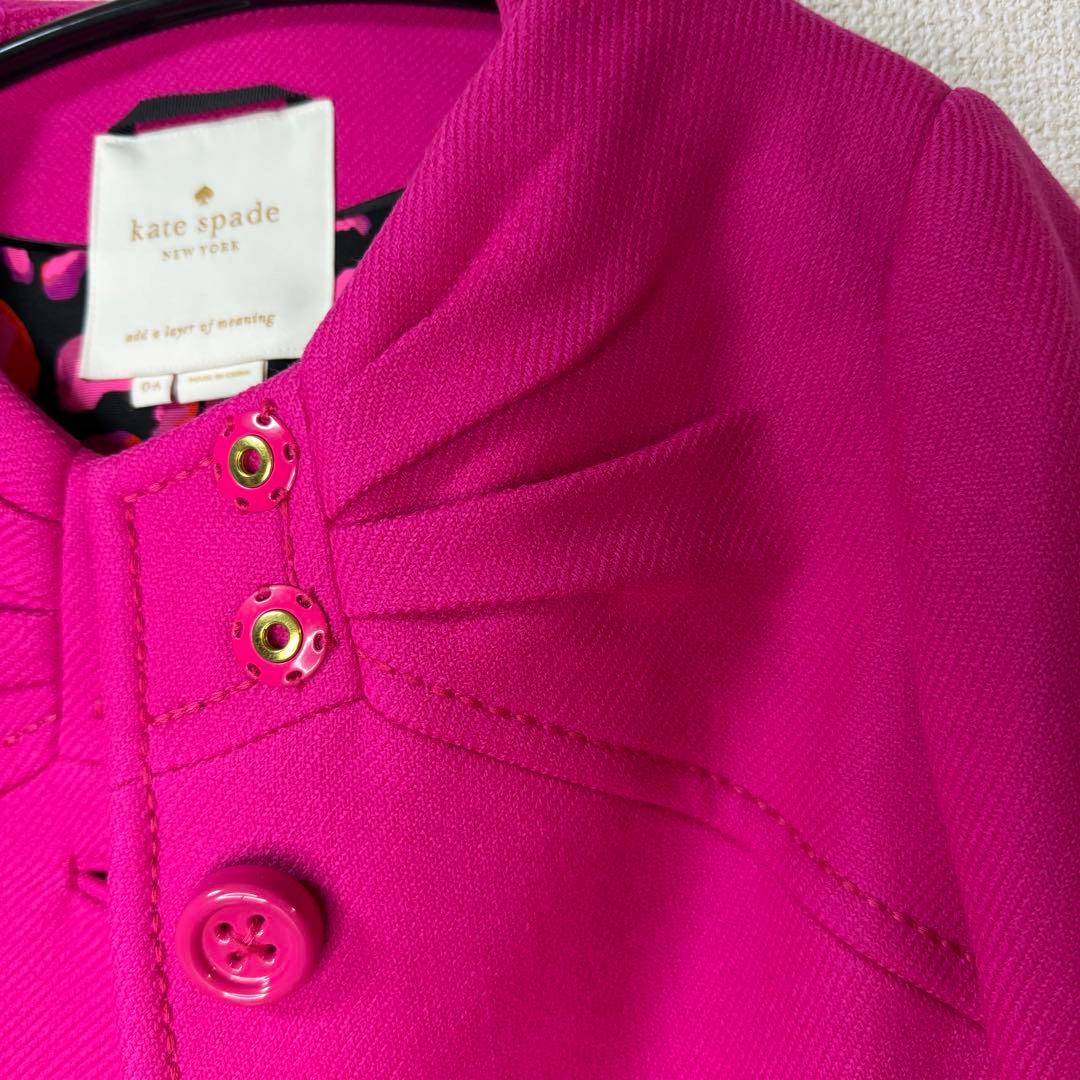 Kate spade NEW YORK ロングコート ピンクリボンウール100％