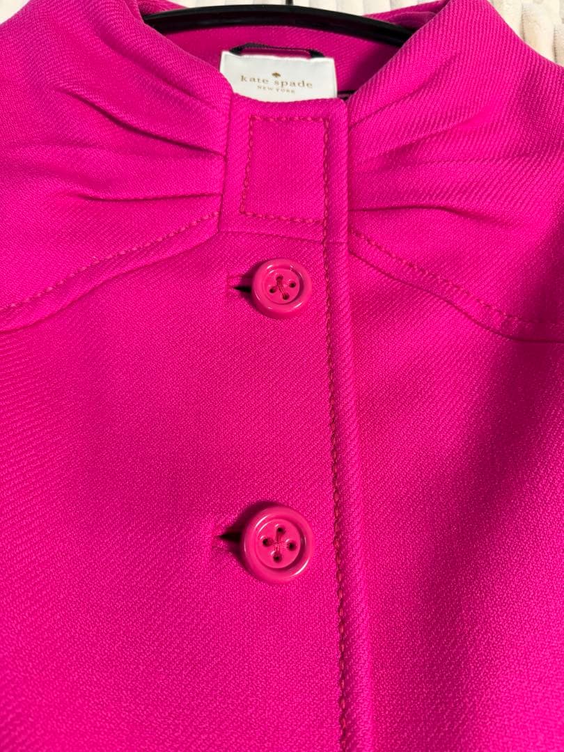 Kate spade NEW YORK ロングコート ピンクリボンウール100％