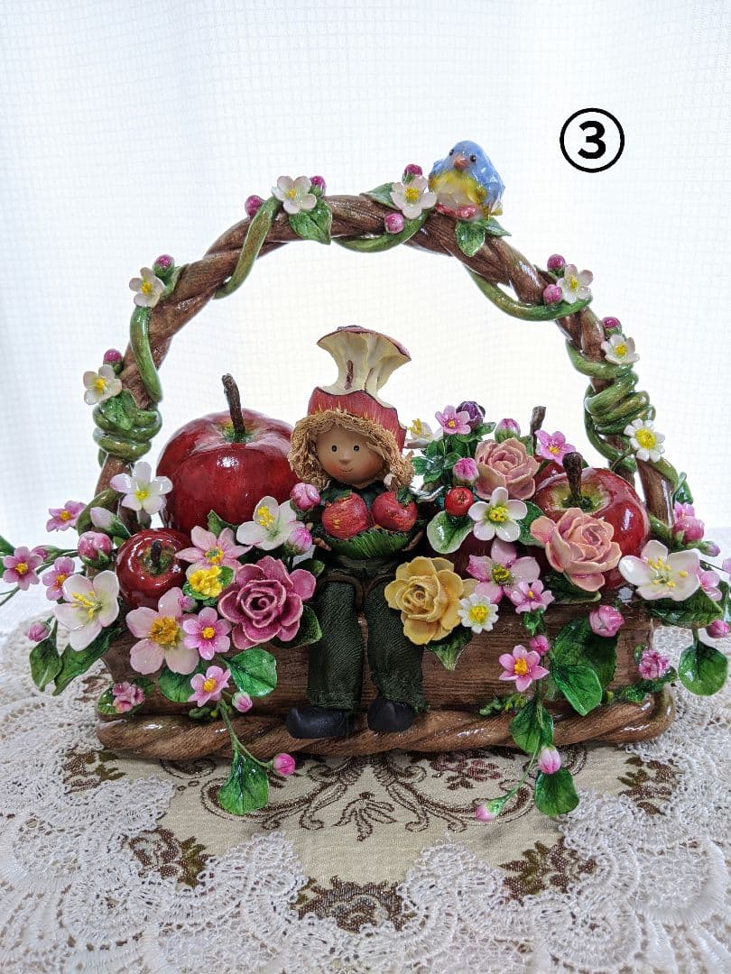 ひろりん様3点おまとめ♡クレイフラワー♡バスケット型フラワーアレンジメント