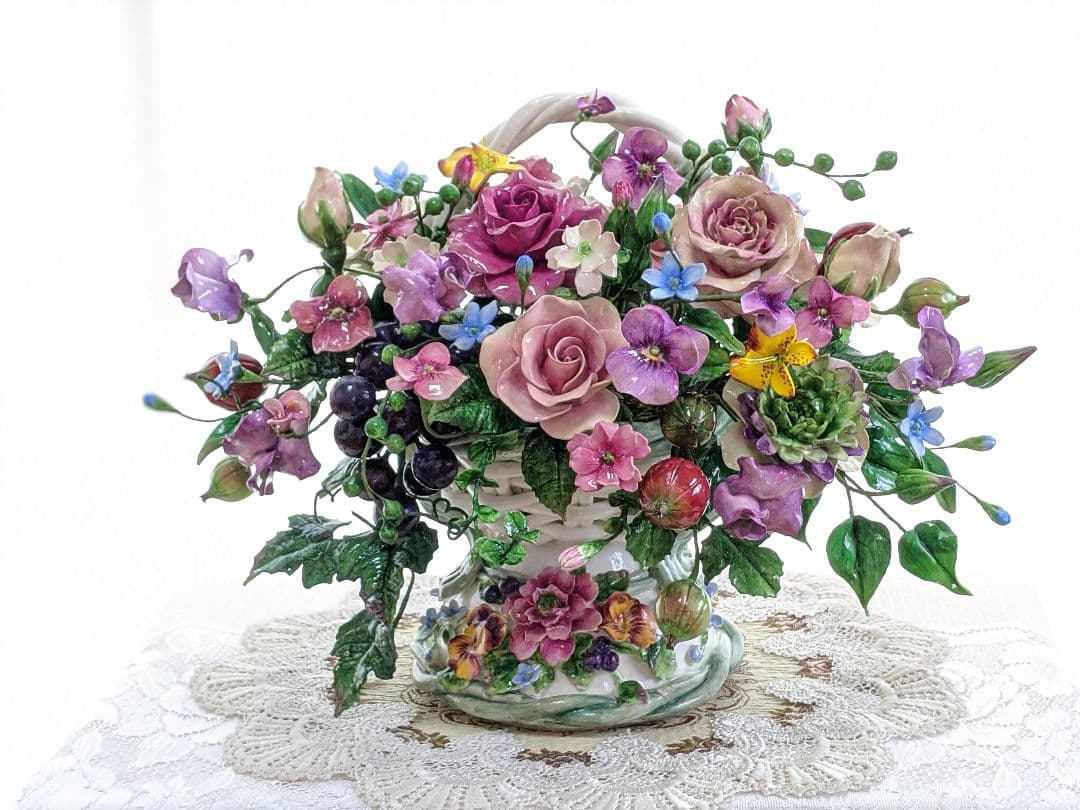 ひろりん様3点おまとめ♡クレイフラワー♡バスケット型フラワーアレンジメント