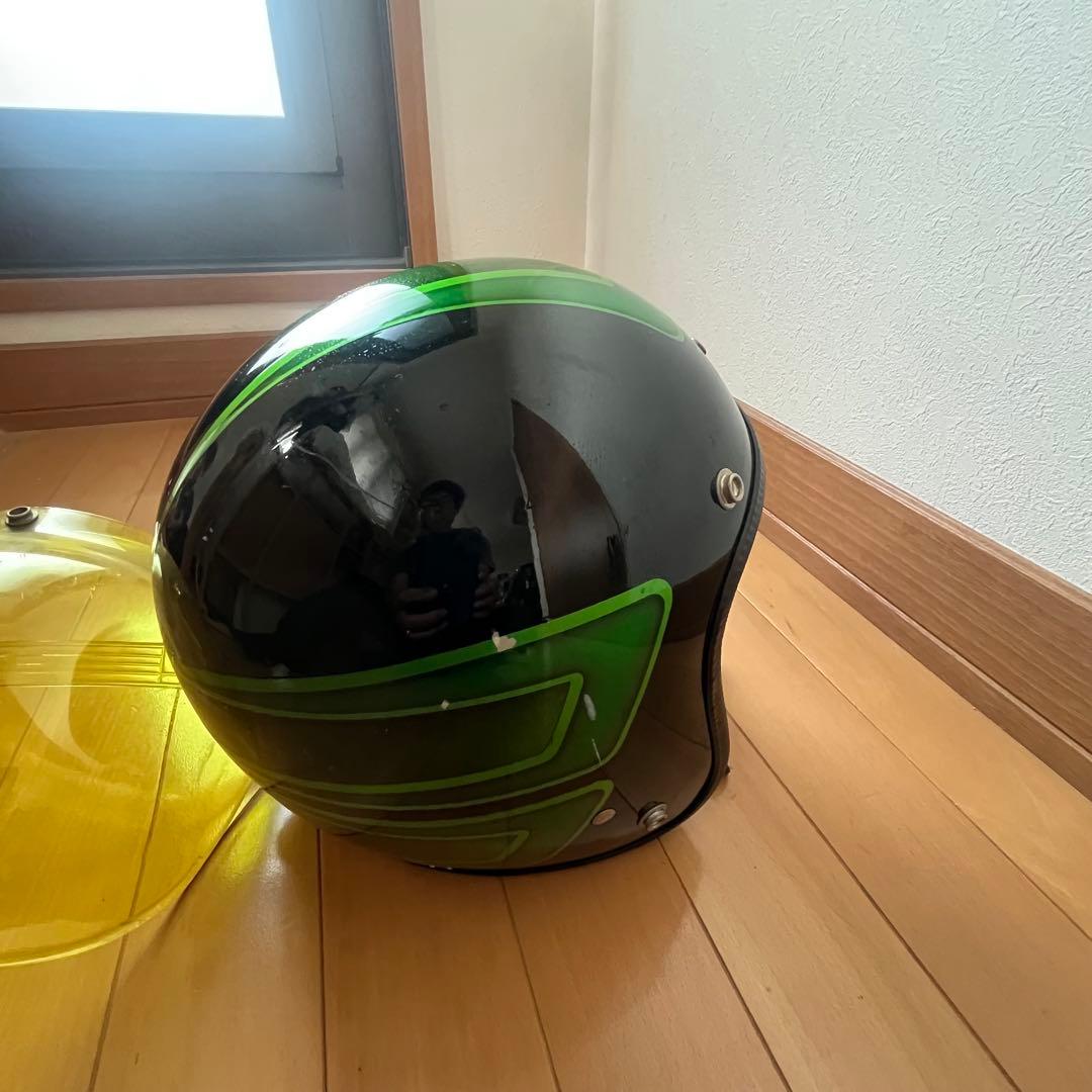 グラフィック　ヘルメット　フリーサイズ　バブルシールド付き　ビンテージ