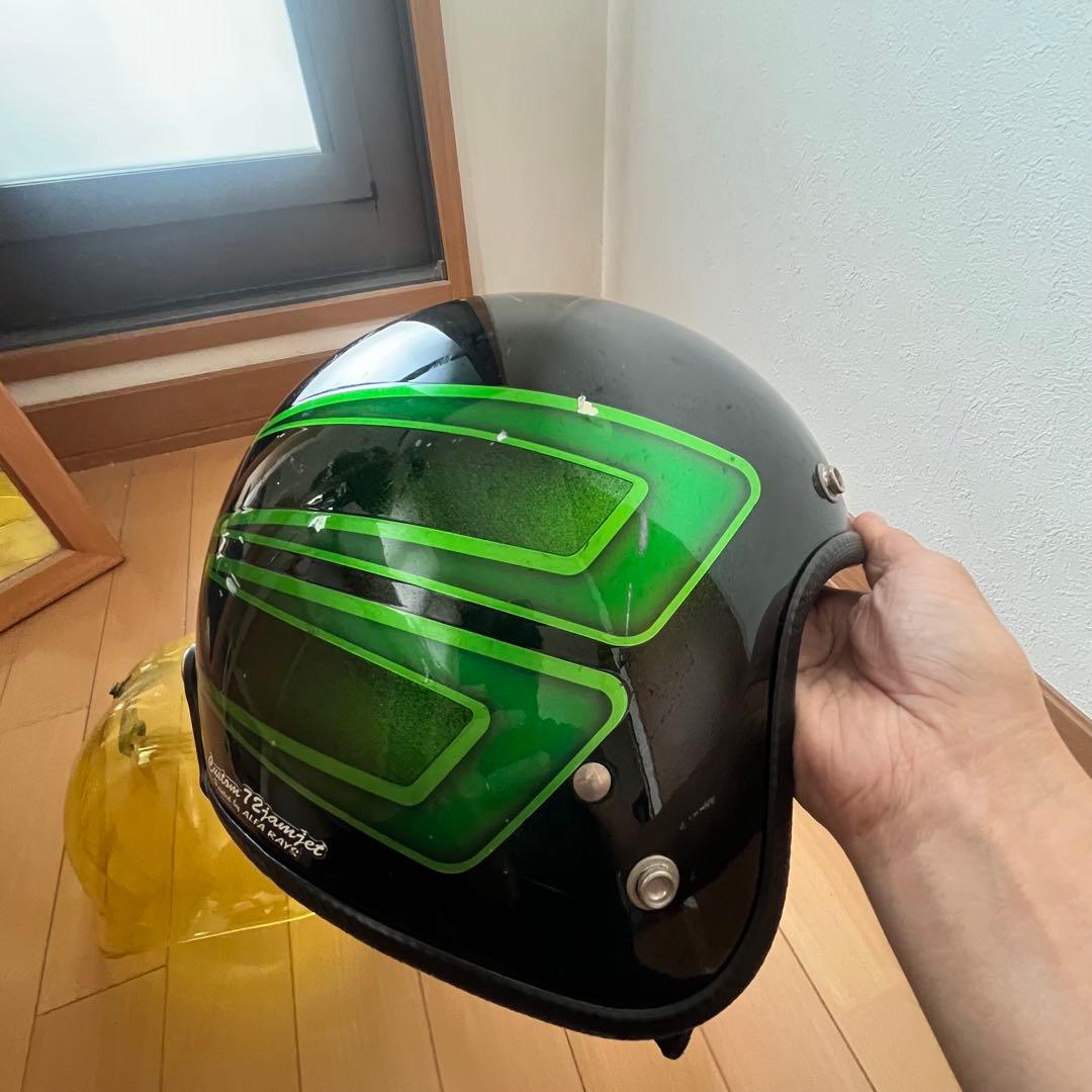 グラフィック　ヘルメット　フリーサイズ　バブルシールド付き　ビンテージ