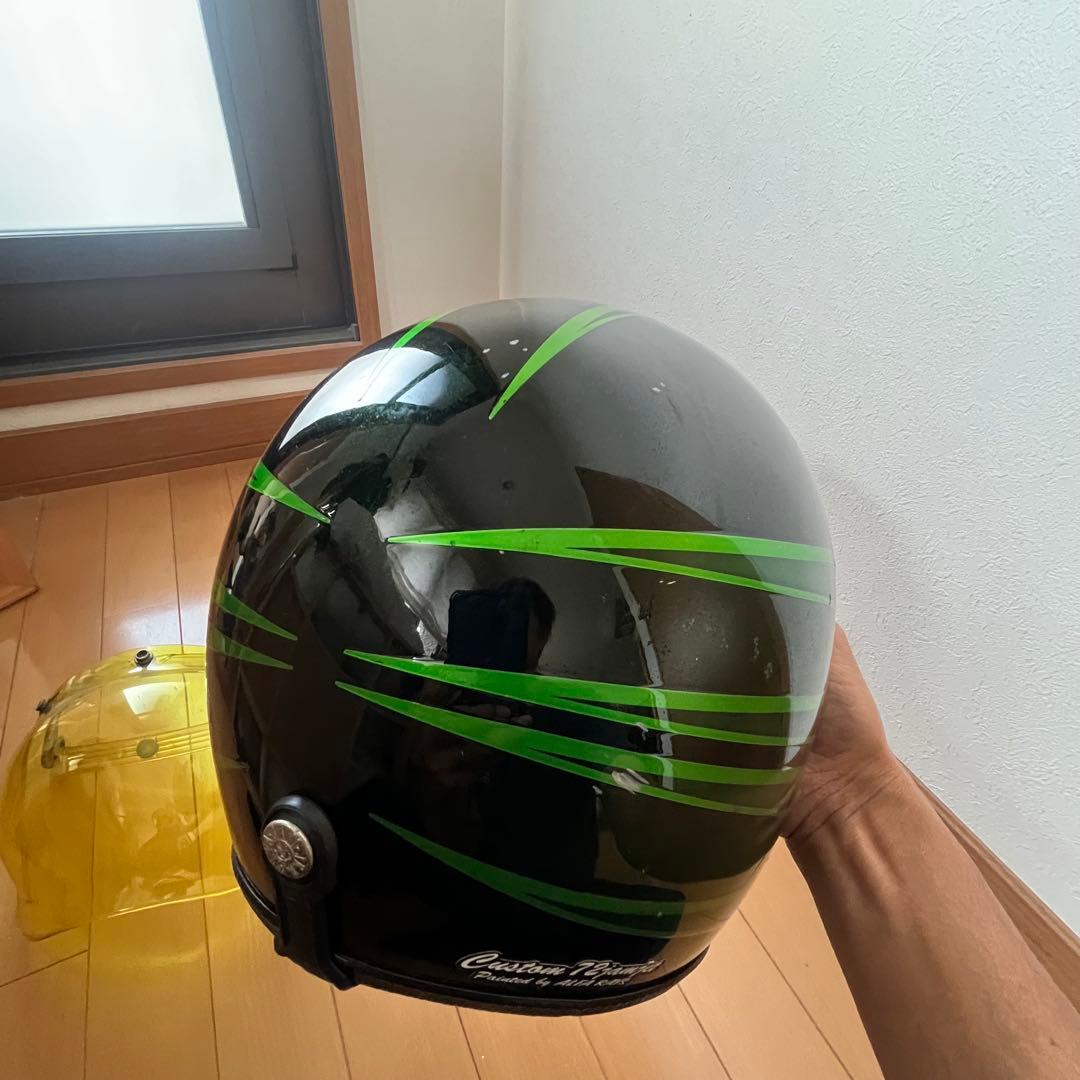 グラフィック　ヘルメット　フリーサイズ　バブルシールド付き　ビンテージ